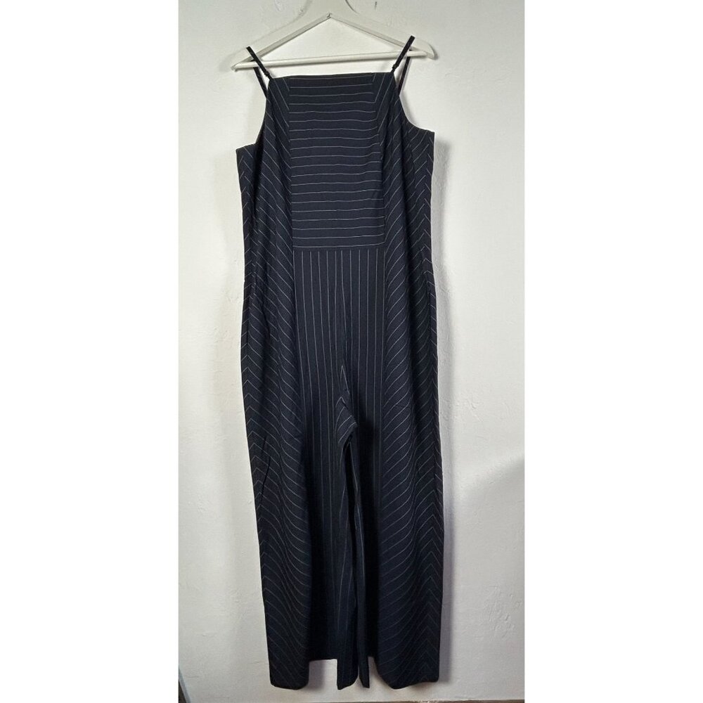 Banana Republic Womens Sleeveless Pinstripe Jumpsuit Size 14 Navy Combo New